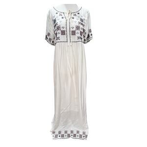 Piper & Scoot Maxi Dress Womens L Cream Embroidered Floral Boho Cottage Modest